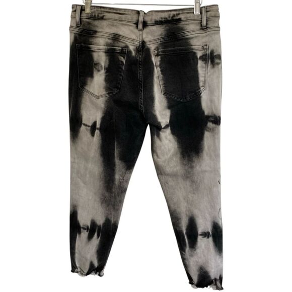 Vervet Denim - VERVET Haylie High Rise Black Tie Dye Raw Hem Skinny Denim Jeans Size 32 (32x26)